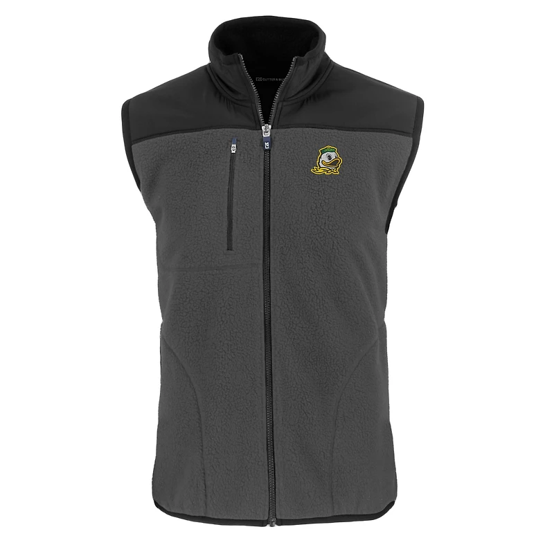 Gilet zippé en polaire Sherpa écologique Cascade pour homme, gris, Cutter & Buck, Oregon Ducks