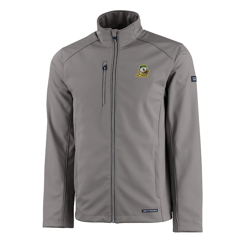 Veste zippée intégrale recyclée Evoke Eco Softshell pour homme, grise, des Oregon Ducks, Cutter & Buck