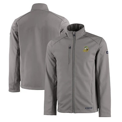 Veste zippée intégrale recyclée Evoke Eco Softshell pour homme, grise, des Oregon Ducks, Cutter & Buck