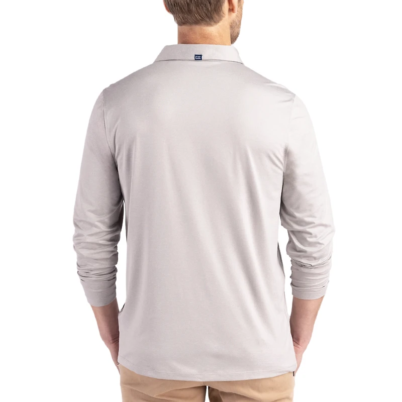 Men's Cutter & Buck Gray Oregon Ducks Primary Coastline Epic Comfort Long-Sleeve Polo