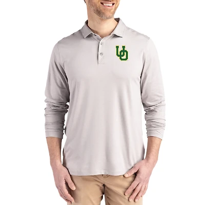 Men's Cutter & Buck  Gray Oregon Ducks Primary Coastline Epic Comfort Long-Sleeve Polo