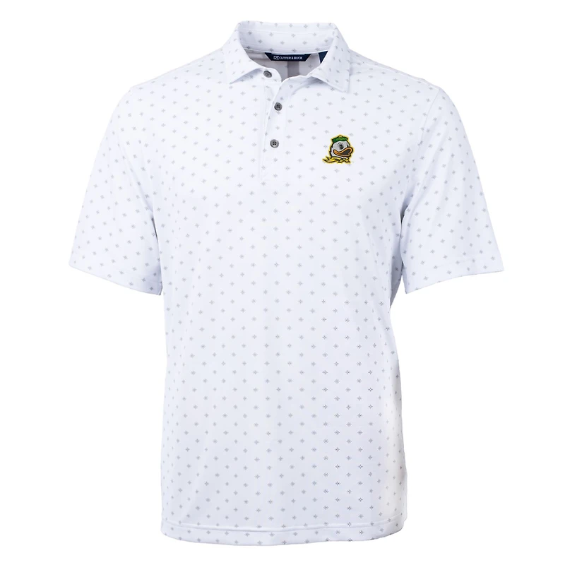Men's Cutter & Buck White Oregon Ducks Big Tall Virtue Eco Pique Tile Print Recycled Polo