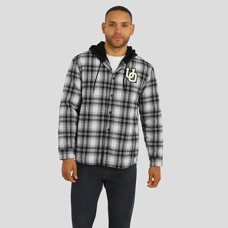 Veste à capuche matelassée en flanelle carreaux noirs des Ducks de l'Oregon pour homme, collection Darius Rucker par Fanatics