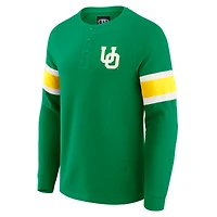 T-shirt Henley à manches longues raglan en tricot gaufré vert Oregon Ducks pour homme, collection Darius Rucker par Fanatics