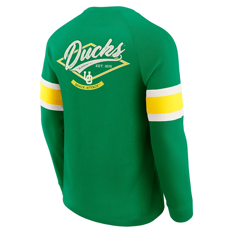 Men's Darius Rucker Collection by Fanatics Green Oregon Ducks Waffle-Knit Raglan Long Sleeve Henley T-Shirt