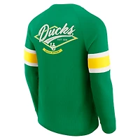 Men's Darius Rucker Collection by Fanatics Green Oregon Ducks Waffle-Knit Raglan Long Sleeve Henley T-Shirt