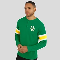 Men's Darius Rucker Collection by Fanatics Green Oregon Ducks Waffle-Knit Raglan Long Sleeve Henley T-Shirt