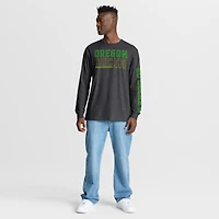 T-shirt à manches longues Fanatics Charcoal Oregon Ducks Quad Fuel The Fire pour homme