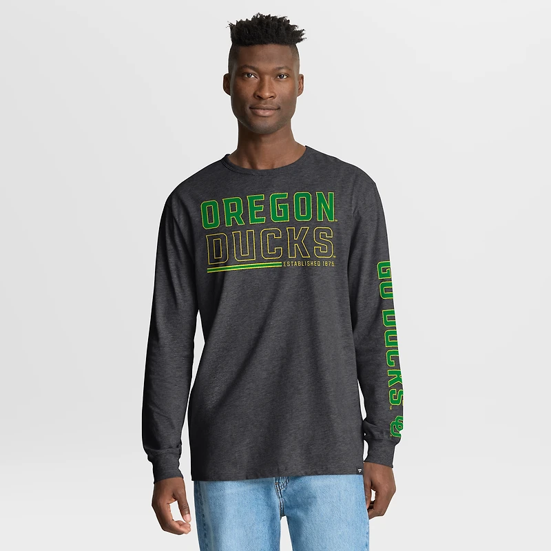 T-shirt à manches longues Fanatics Charcoal Oregon Ducks Quad Fuel The Fire pour homme