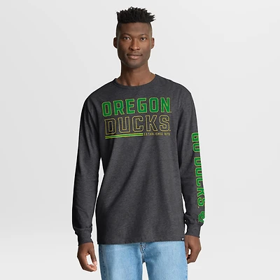 T-shirt à manches longues Fanatics Charcoal Oregon Ducks Quad Fuel The Fire pour homme