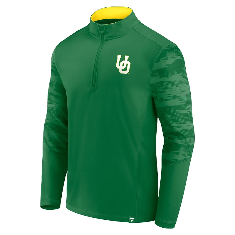 Haut à quart de zip Ringer Fanatics vert Oregon Ducks pour hommes