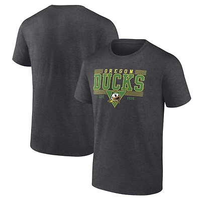 Men's Fanatics Heather Charcoal Oregon Ducks Triangle Multi-Stripe T-Shirt