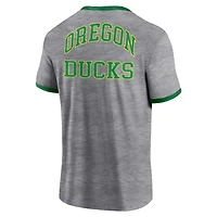 Men's Fanatics Heather Gray Oregon Ducks Classic Stack Ringer T-Shirt