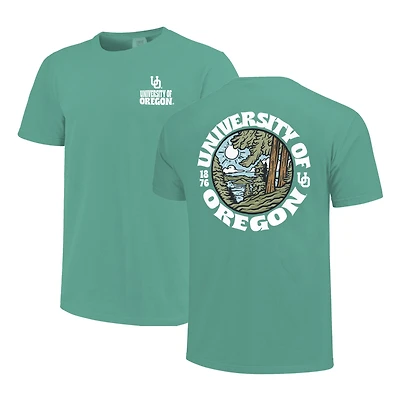 Men's  Green Oregon Ducks Comfort Colors Thick Lined Landscape T-Shirt