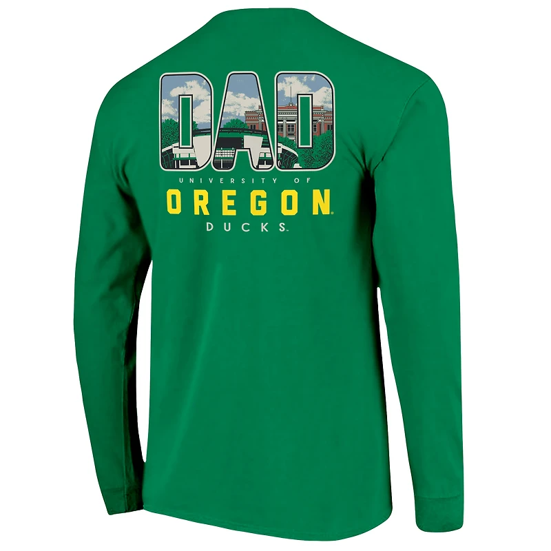 Men's Green Oregon Ducks Father's Day Campus Drawing Long Sleeve T-Shirt