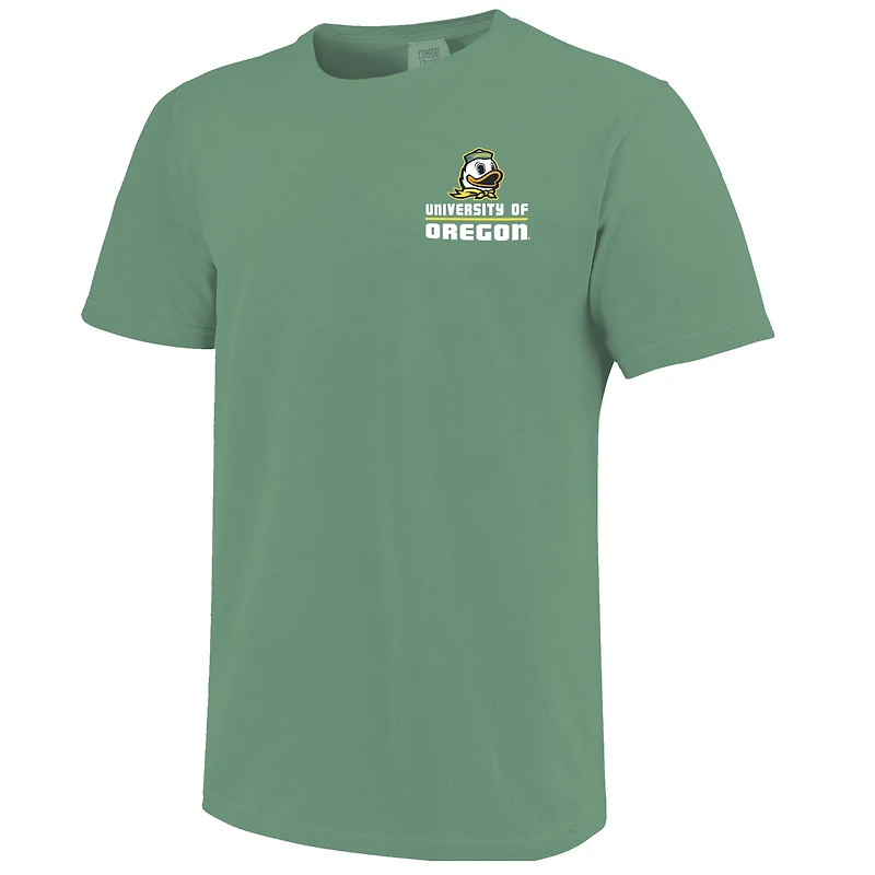 T-shirt rayé vert Oregon Ducks pour homme avec la silhouette du campus