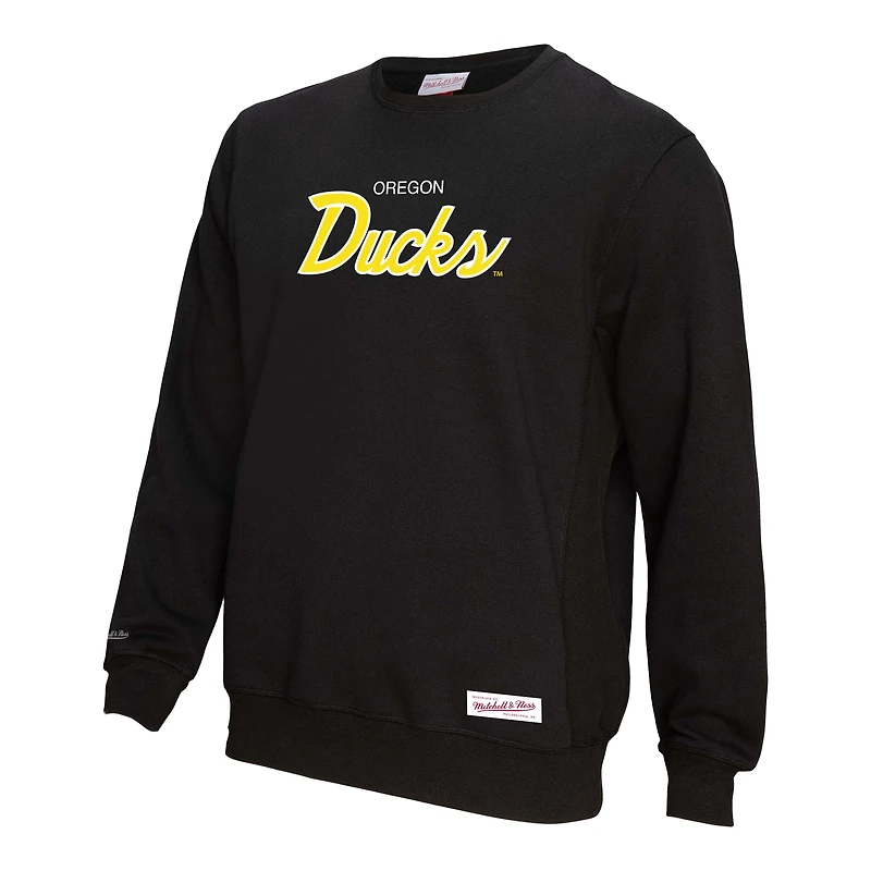 Men's Mitchell & Ness Black Oregon Ducks Elite Script Pullover Sweatshirt
