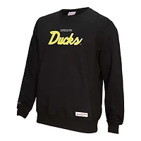 Men's Mitchell & Ness  Black Oregon Ducks Elite Script Pullover Sweatshirt
