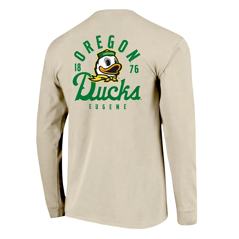 T-shirt à manches longues pour homme, motif mascotte des Ducks de l'Oregon, couleurs naturelles et confortables