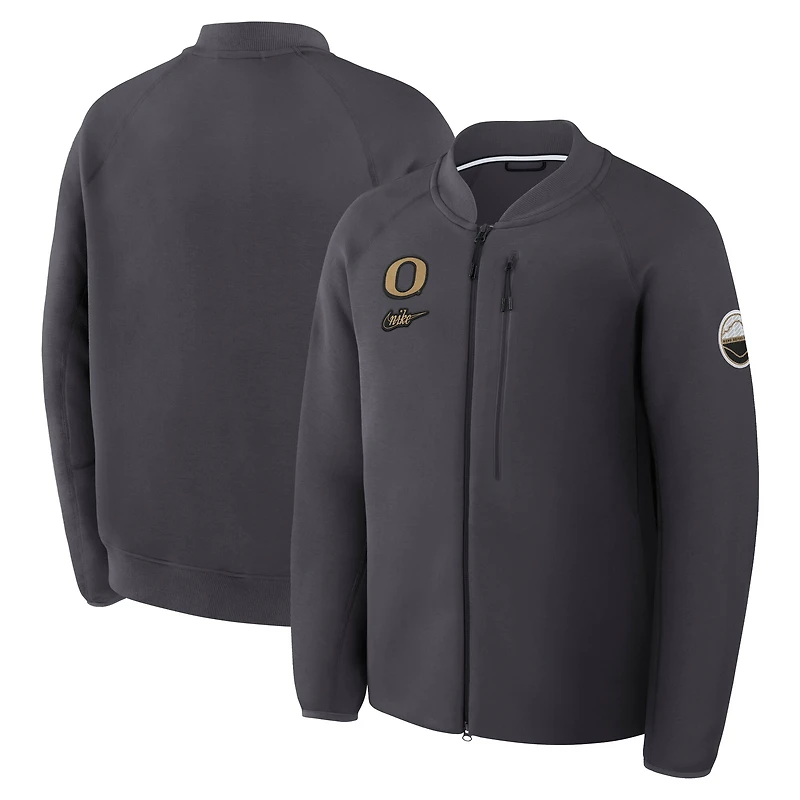 Veste Nike anthracite Oregon Ducks Shoe Duck Tech Fleece à fermeture éclair intégrale pour homme