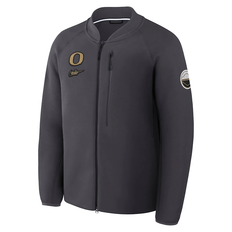Veste Nike anthracite Oregon Ducks Shoe Duck Tech Fleece à fermeture éclair intégrale pour homme