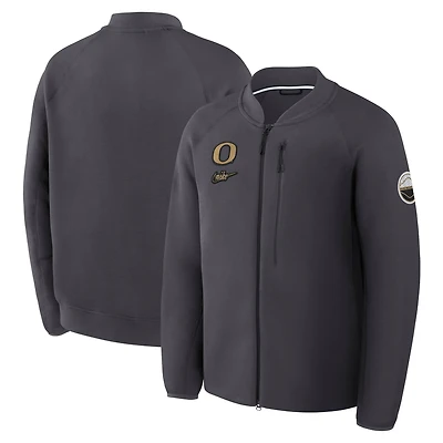 Veste Nike anthracite Oregon Ducks Shoe Duck Tech Fleece à fermeture éclair intégrale pour homme