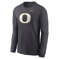 Men's Nike Anthracite Oregon Ducks Shoe Duck There Is No Finish Line Dri-FIT Long Sleeve T-Shirt