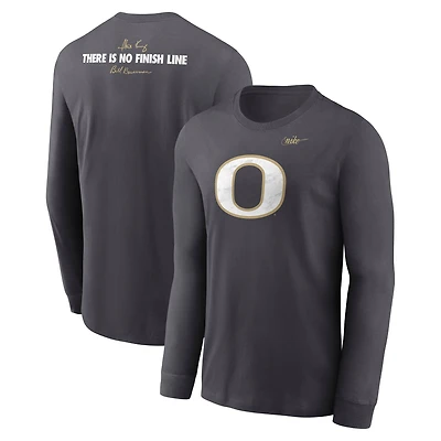Men's Nike Anthracite Oregon Ducks Shoe Duck There Is No Finish Line Dri-FIT Long Sleeve T-Shirt