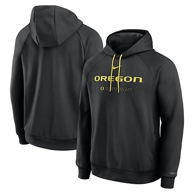 Men's Nike Black Oregon Ducks 2025 Courtside Basketball Practice Raglan Dri-FIT Hoodie