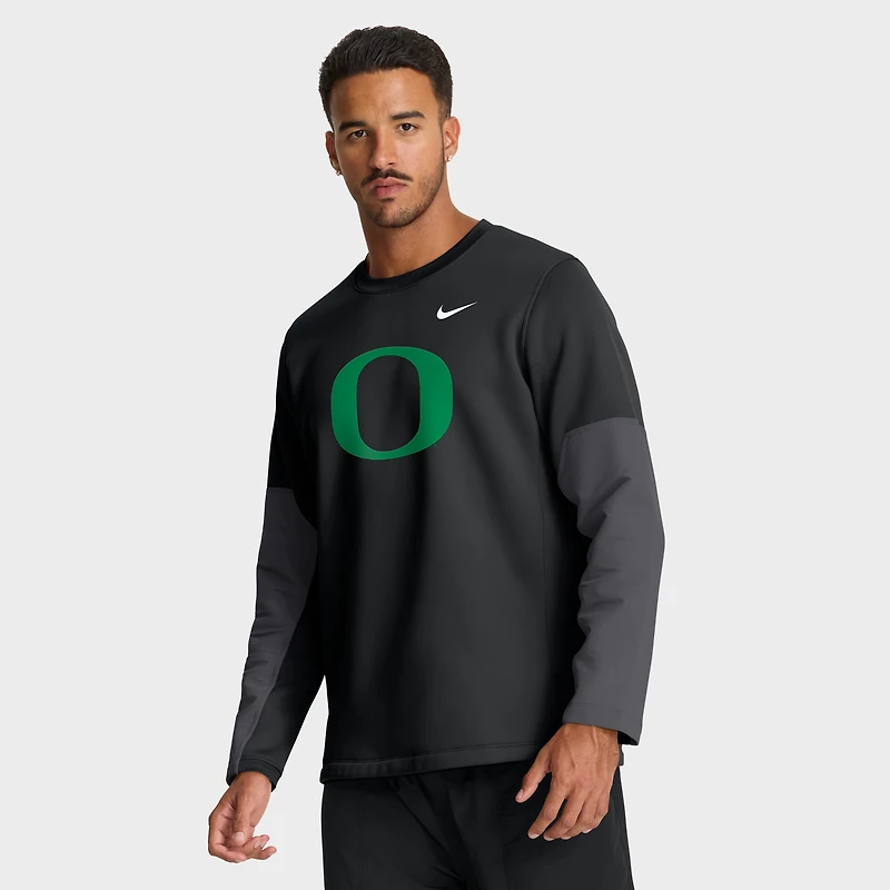 T-shirt Nike vert à manches longues Oregon Ducks 2025 Sideline Coach Therma-FIT pour homme