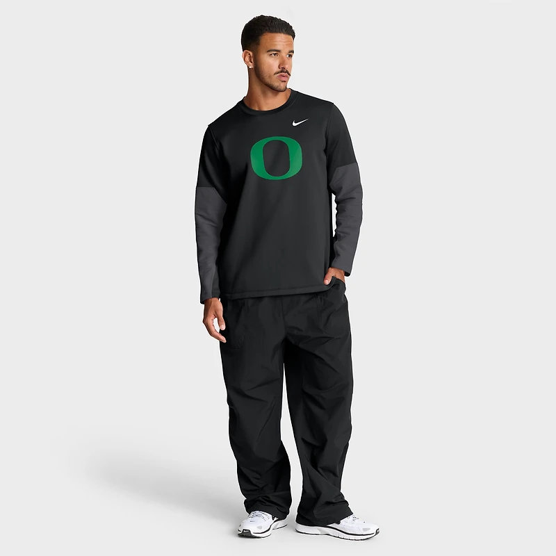 Men's Nike Black Oregon Ducks 2025 Sideline Coach Therma-FIT Long Sleeve T-Shirt