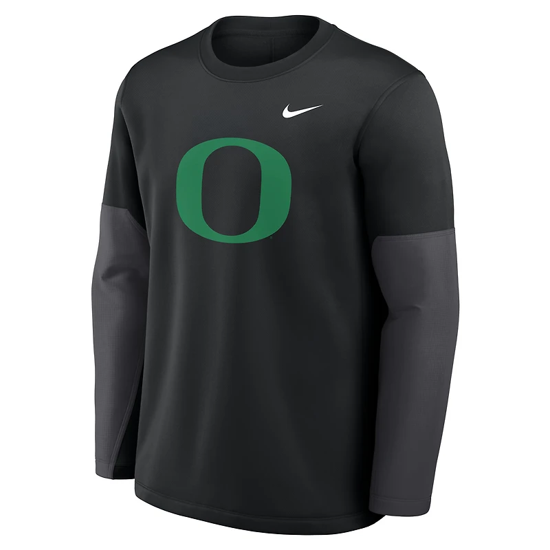 Men's Nike Black Oregon Ducks 2025 Sideline Coach Therma-FIT Long Sleeve T-Shirt