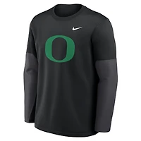 Men's Nike Black Oregon Ducks 2025 Sideline Coach Therma-FIT Long Sleeve T-Shirt