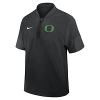 Veste d'entraîneur Nike noire à manches courtes et fermeture éclair quart de tour pour homme, Oregon Ducks 2025