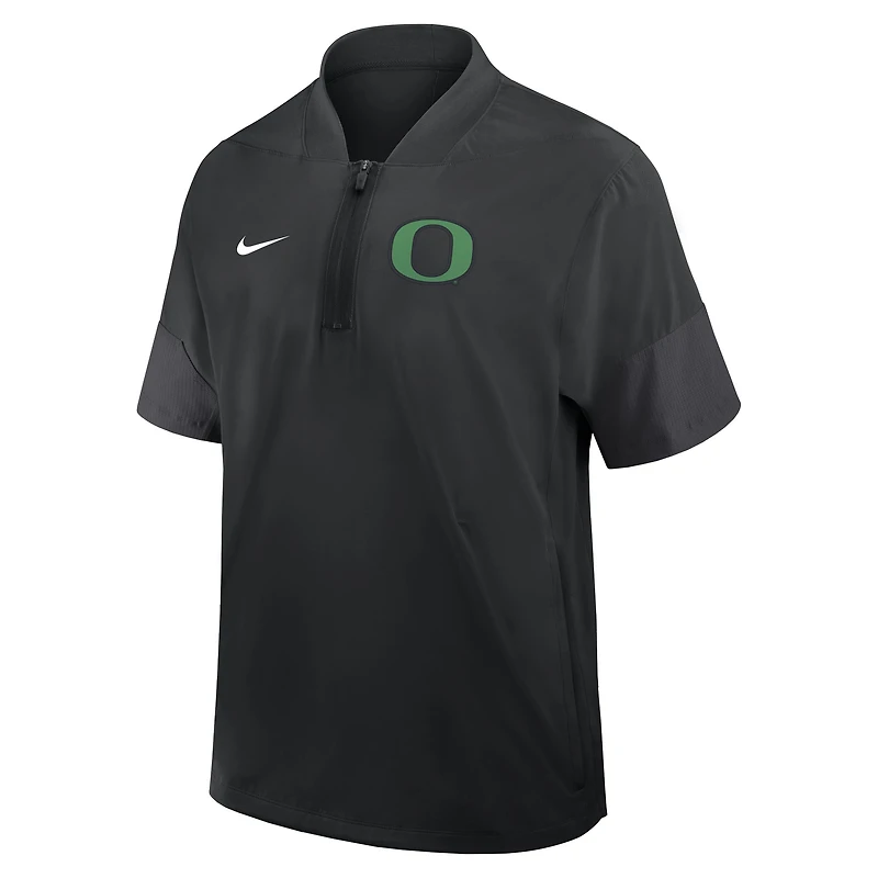Men's Nike Black Oregon Ducks 2025 Sideline Short Sleeve Quarter-Zip Dri-FIT Coach Jacket