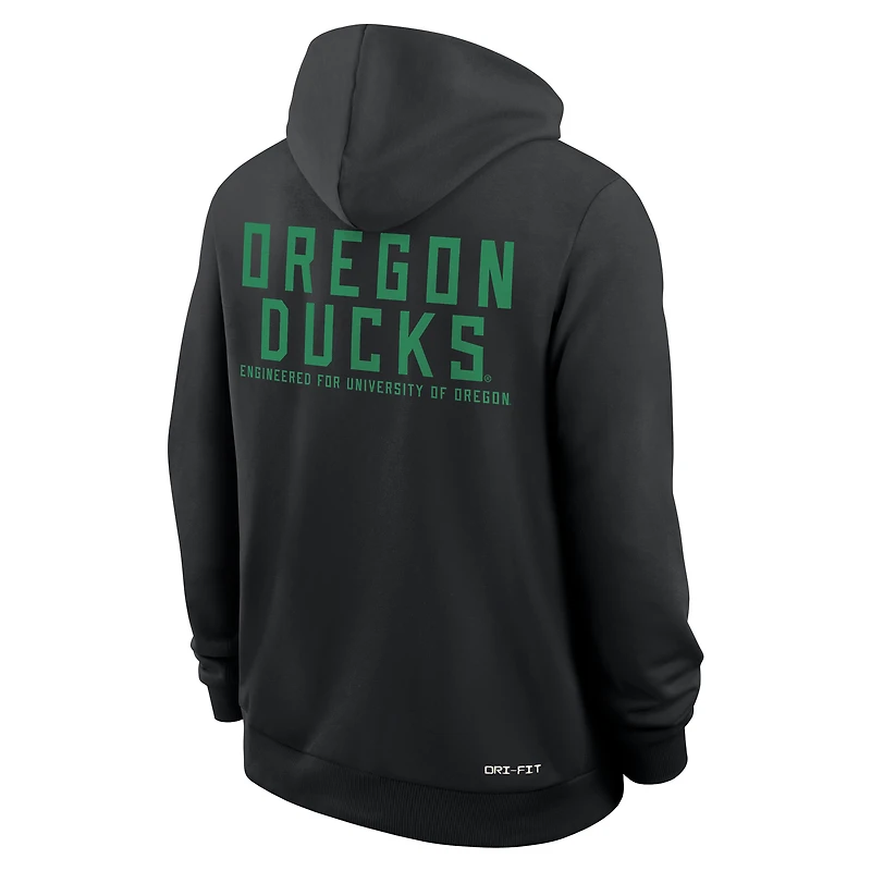 Sweat à capuche Nike noir Oregon Ducks 2025 Sideline Standard Issue Dri-FIT pour homme avec fermeture éclair intégrale