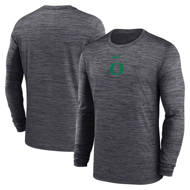 Men's Nike Black Oregon Ducks 2025 Sideline Velocity Performance Long Sleeve T-Shirt