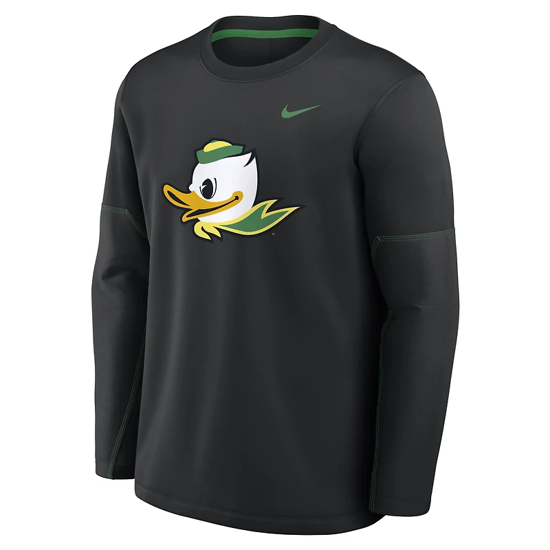 Haut à manches longues Therma-FIT pour homme Nike Green Oregon Ducks 2026 Sideline Coaches