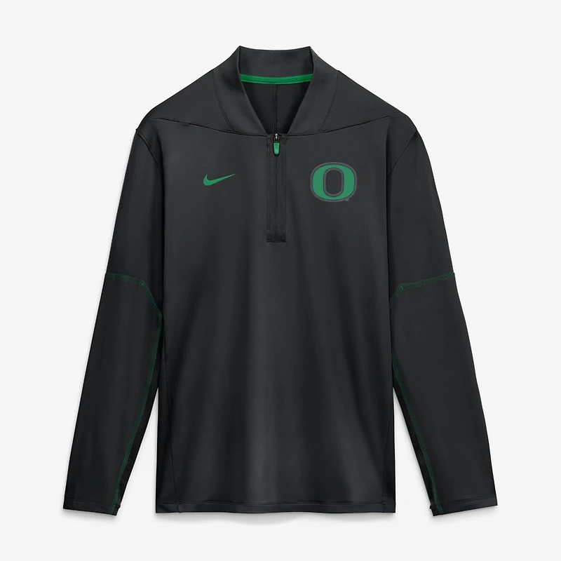Pull Nike Oregon Ducks 2026 Sideline mi-lourd à demi-zip et technologie Dri-FIT pour homme, vert