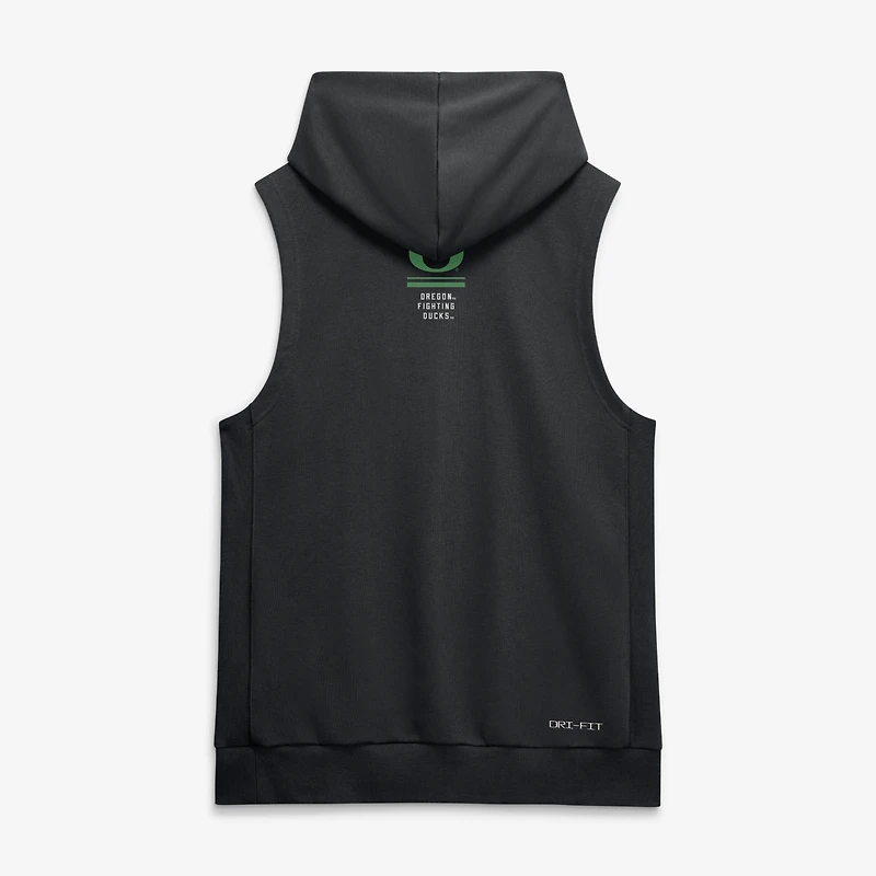 Men's Nike  Black Oregon Ducks 2026 Sideline Sleeveless Dri-FIT Hoodie