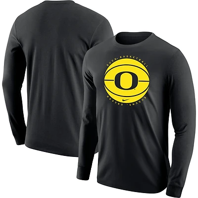 T-shirt de basket-ball à manches longues Nike noir pour hommes des Ducks l'Oregon