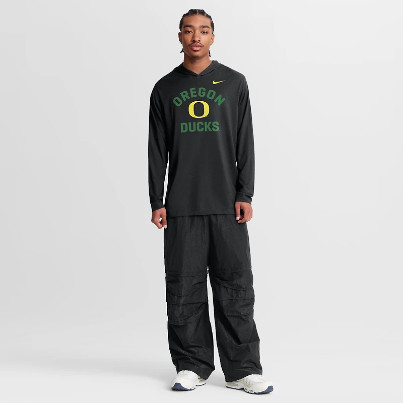 Men's Nike Black Oregon Ducks Primetime Arch Tri-Blend Dri-FIT Long Sleeve Hooded T-Shirt