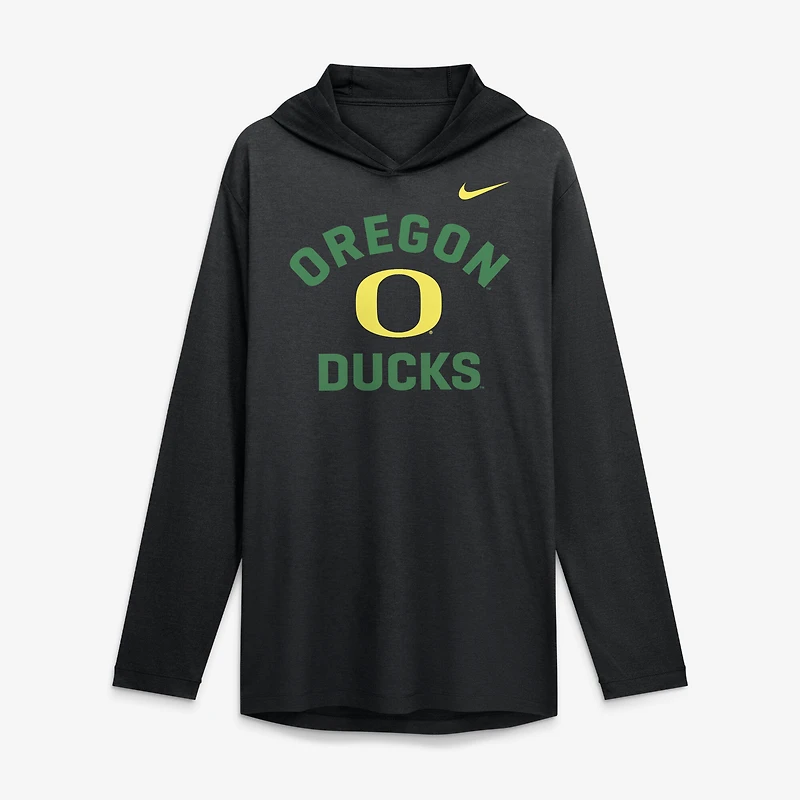 Men's Nike Black Oregon Ducks Primetime Arch Tri-Blend Dri-FIT Long Sleeve Hooded T-Shirt