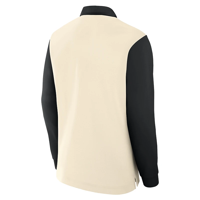 Men's Nike Cream/Black Oregon Ducks Rugby Long Sleeve Shirt