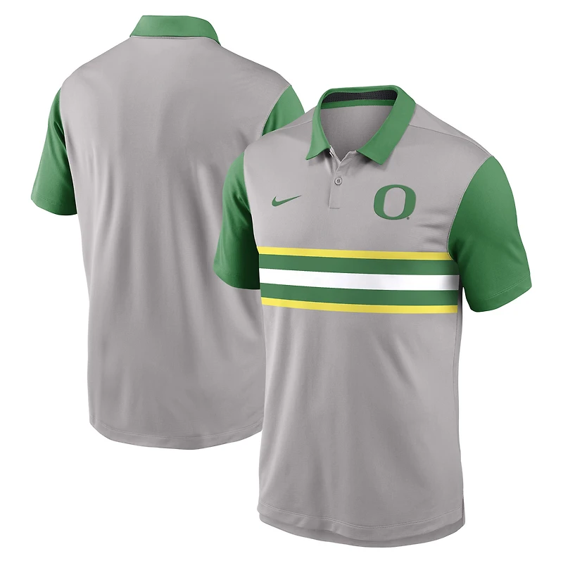 Polo Nike Vapor Dri-FIT gris/vert pour homme des Oregon Ducks
