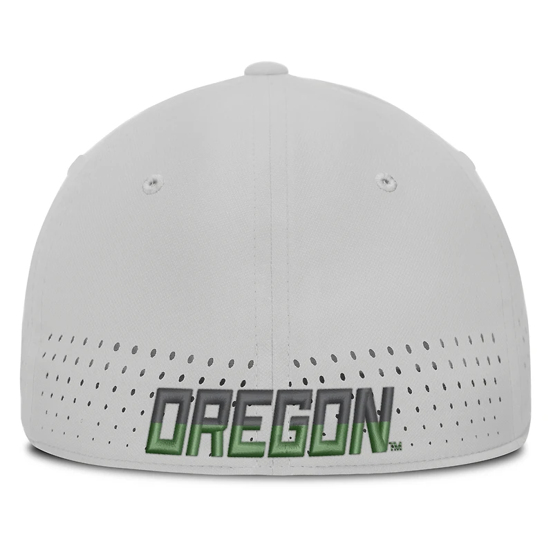 Men's Nike Gray Oregon Ducks 2026 Sideline Practice AeroBill Swooshflex Dri-FIT Hat