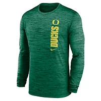 T-shirt à manches longues Nike Sideline Velocity Performance pour homme, vert, Oregon Ducks 2024