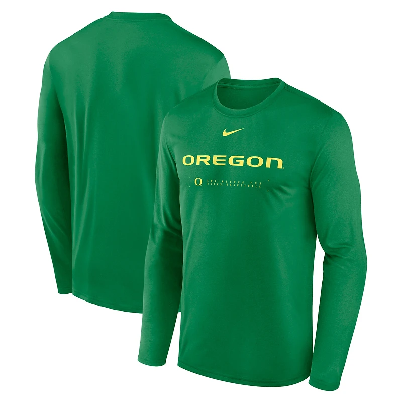 Men's Nike Green Oregon Ducks 2025 Courtside Basketball Shootaround Legend Dri-FIT Long Sleeve T-Shirt