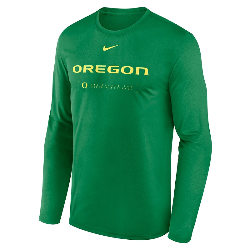 Men's Nike Green Oregon Ducks 2025 Courtside Basketball Shootaround Legend Dri-FIT Long Sleeve T-Shirt