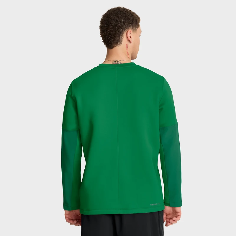 T-shirt Nike vert à manches longues Oregon Ducks 2025 Sideline Coach Therma-FIT pour homme